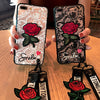 Long Strap Lace Embroidery Rose Stickers Cover for apple iphone 6 6s plus iPhone 7 7P 8 8P X