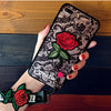 Long Strap Lace Embroidery Rose Stickers Cover for apple iphone 6 6s plus iPhone 7 7P 8 8P X