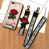 Long Strap Lace Embroidery Rose Stickers Cover for apple iphone 6 6s plus iPhone 7 7P 8 8P X