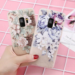 3D Rose Flower Relief Phone Case For Samsung Galaxy S9 S8 Plus